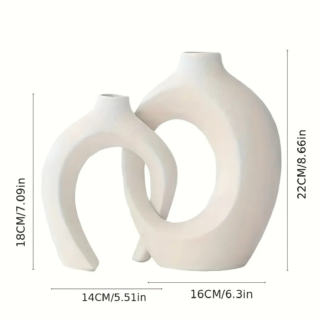 Hollow Nordic Modern Ceramic Vase Set of 2 for Modern Home Decor,Modern Boho Hollow Flower Vases for Living Room Bookshelf ваза