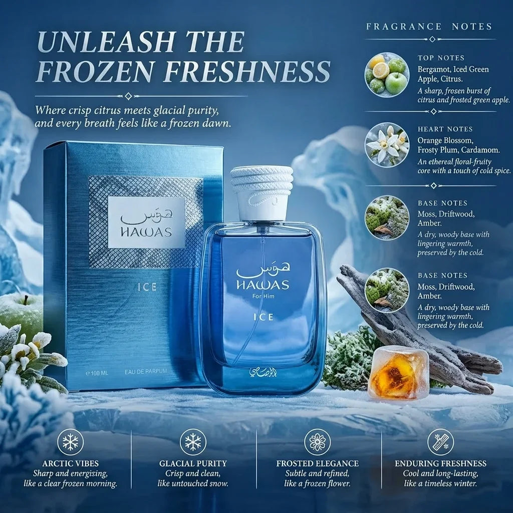Hawas Him Fragrance Eau De Parfum Spray Ice Blue Verde Green Violet Scent Long Lasting Aromatic Perfume For Men Daily Wear