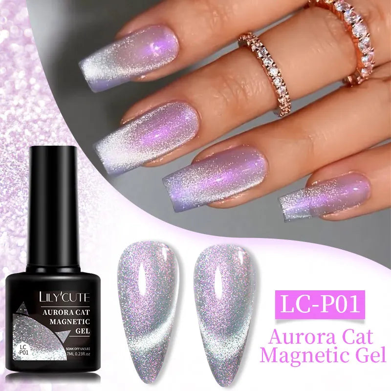 LILYCUTE 7ml Gold Coffee Cat Magnetic Gel Nail Polish Autumn Winter Nails Ultra Shine Moonlight Semi Permanent UV Gel Soak Off