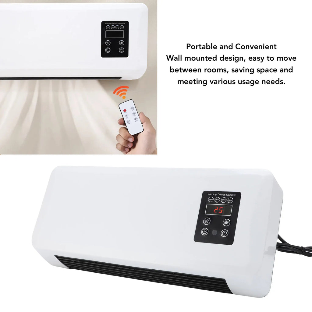 Simple Air Conditioner Fan Space Saving Versatile Portable Wall Mounted Heater Fan Low Noise Easy To Operate for Bathroom