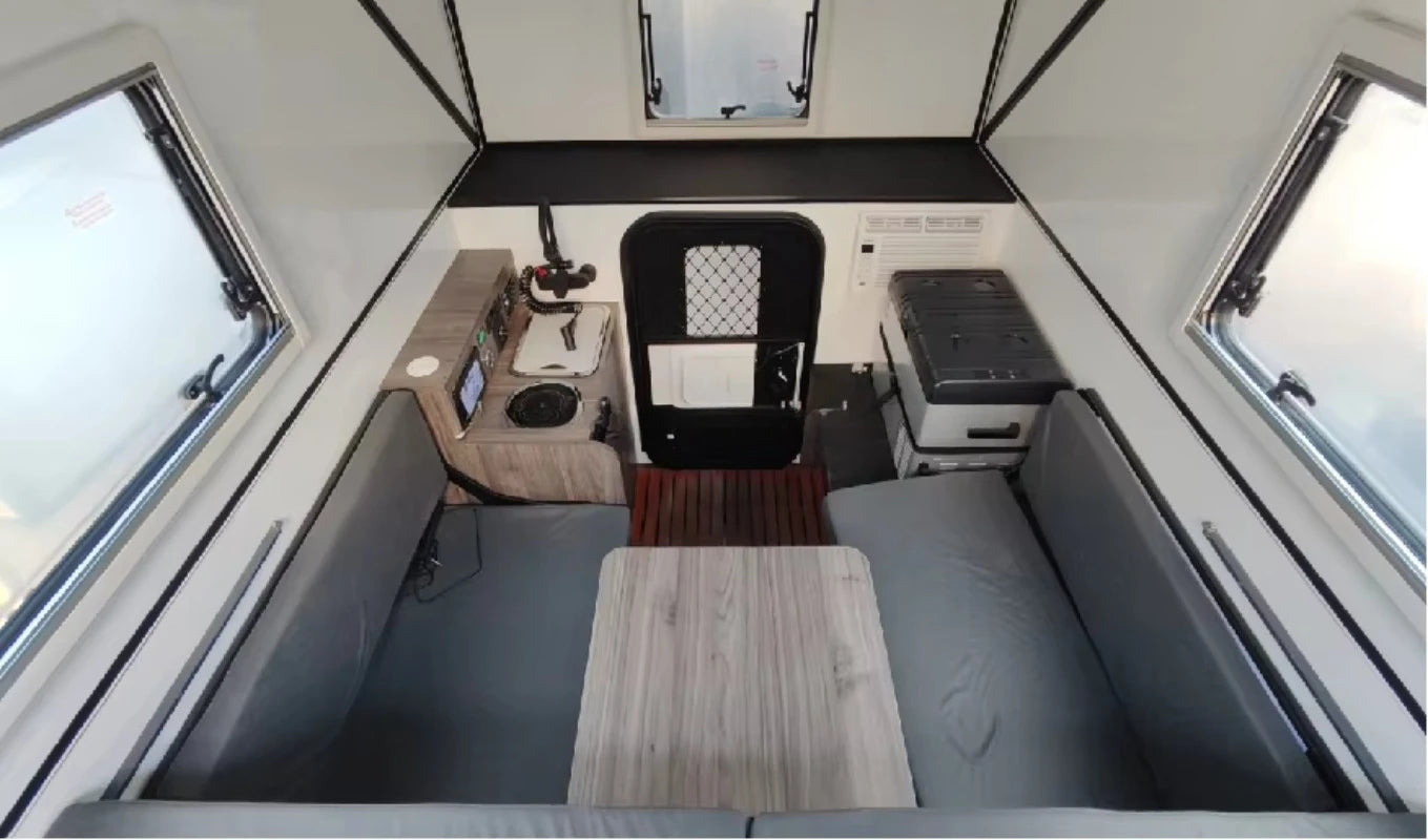 Stylish Comfort Pop Up Camper with Padded Mattresses and Privacy Screen Doors for Family Camping Custom
