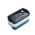 1Pc 1400ml Double-Layer Lunch Box, Portable Compartment Food Container, Microwave Safe with Fork, Chopsticks & Spoon for Picnic