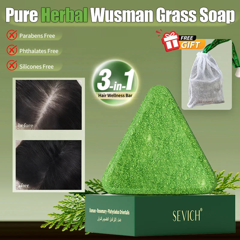 Usman Handmade Shampoo Soap Usman Grass Hair Growth Oil Anti Hair Loss Serum Hair Regrowth Spray Scalp Care Oil for Men Women