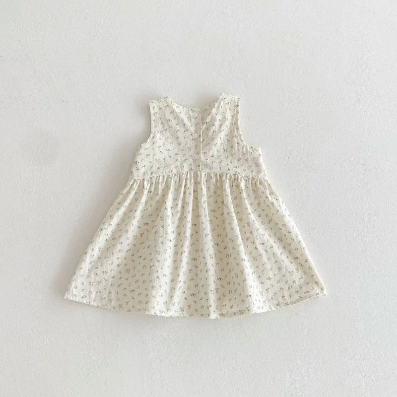 2025 Kids Clothes Summer Solid Dress Baby Girls Cotton Clothes Sleeveless Floral Dresses Children'S Vestidos Casual Clothing