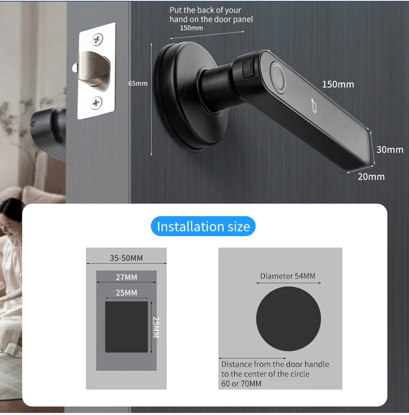 M5 Tuya BLE Fingerprint Door Lock Smart Digital Electronic Lock with Password/Key/IC Card(Optional)/ Smartlife/ Tuya APP Unlock