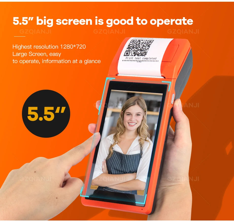 Handheld Android POS PDA Terminal 58mm Receipt Bill Thermal Printer All In One with NFC Camera 1D 2D Barcode Reader Optional