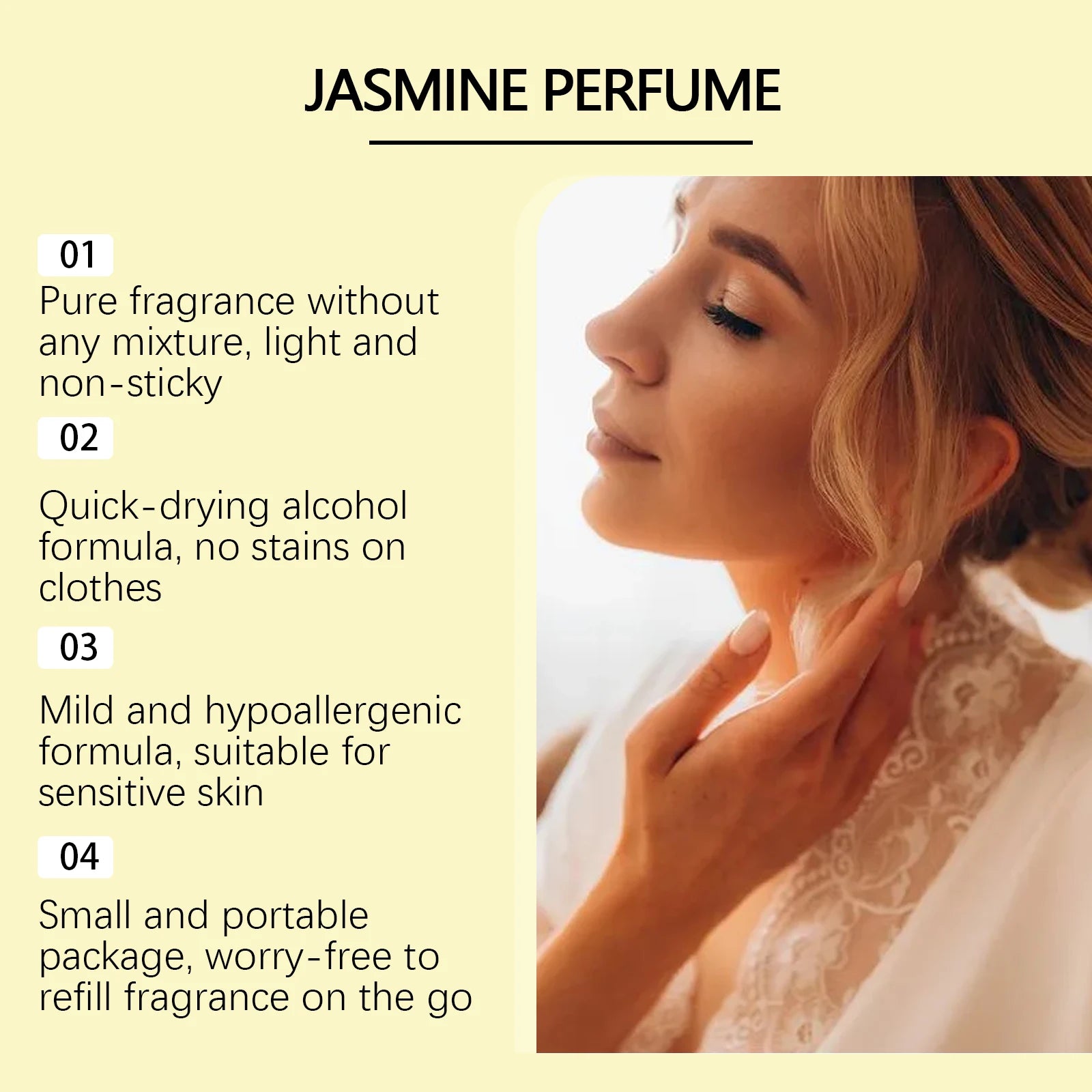 Luxurious floral fragrance - Jasmine scent lasts long, boosts confidence and charm, and leaves a fresh fragrance wherever you go