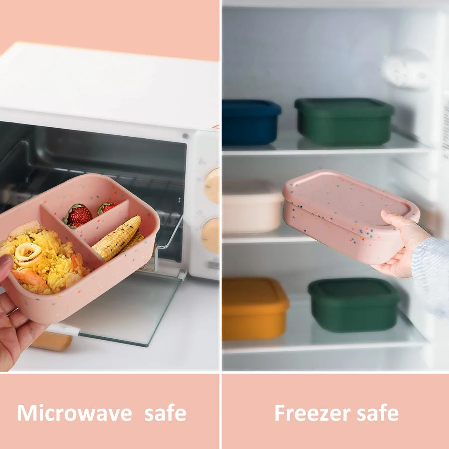 1PCS Microwave Lunch Box Silicone Bowl Dinnerware Food Storage Container Children School Office Portable Baby Feeding Bento Box