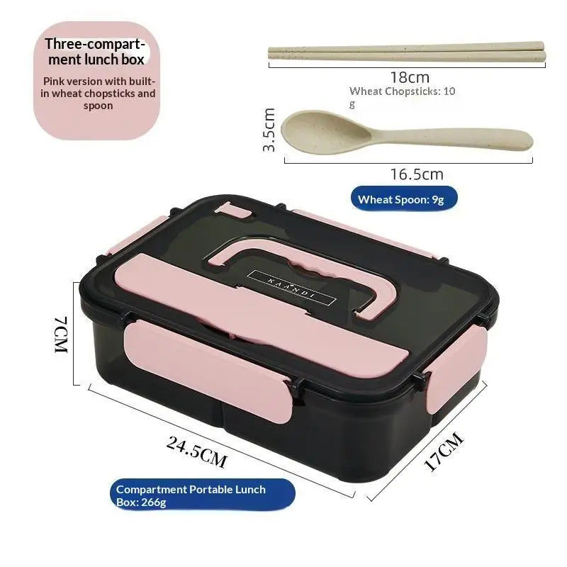 2/3 Compartment Bento Lunch Box With Leak Proof Lids Food Grade Material For Work School Travel Daily Meal Prep