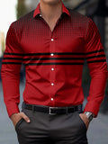 Men's Casual Dress Shirt with Modern Striped Design Regular Fit Long Sleeve Button-Up, Machine Washable for Spring Fall Office