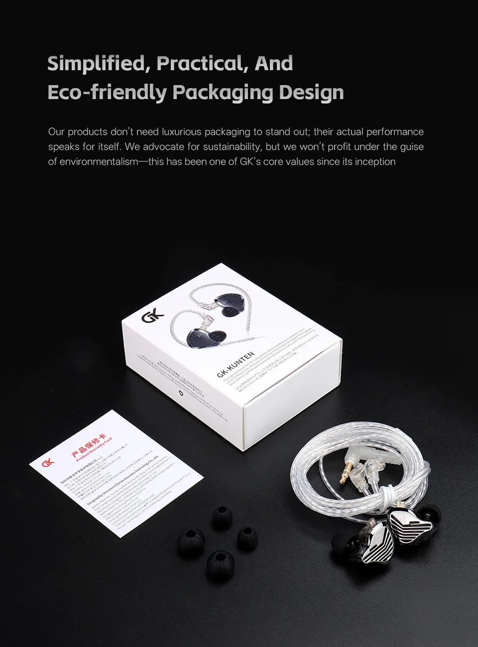 Gk Kunten 1DD Dynamic Drive Earphone Hifi IEMs In Ear Earbuds 2pin Detachable Cable Metal Gamer Headset