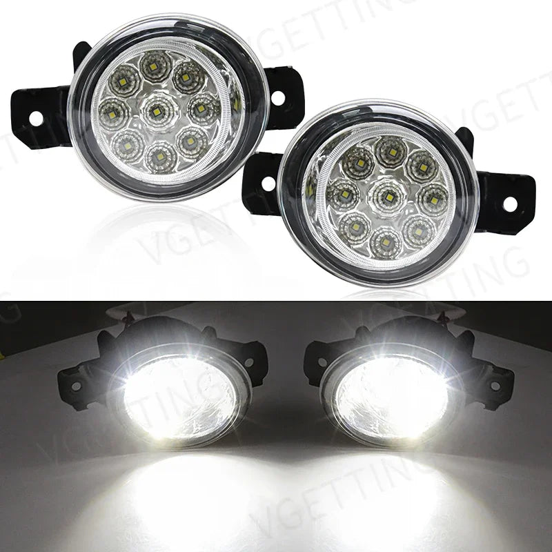 1 Pair LED Fog Lamps For Nissan Altima QASHQAI X-Trail Sylphy Almera March Pathfinder Super Bright Foglights DRL Car Accessories