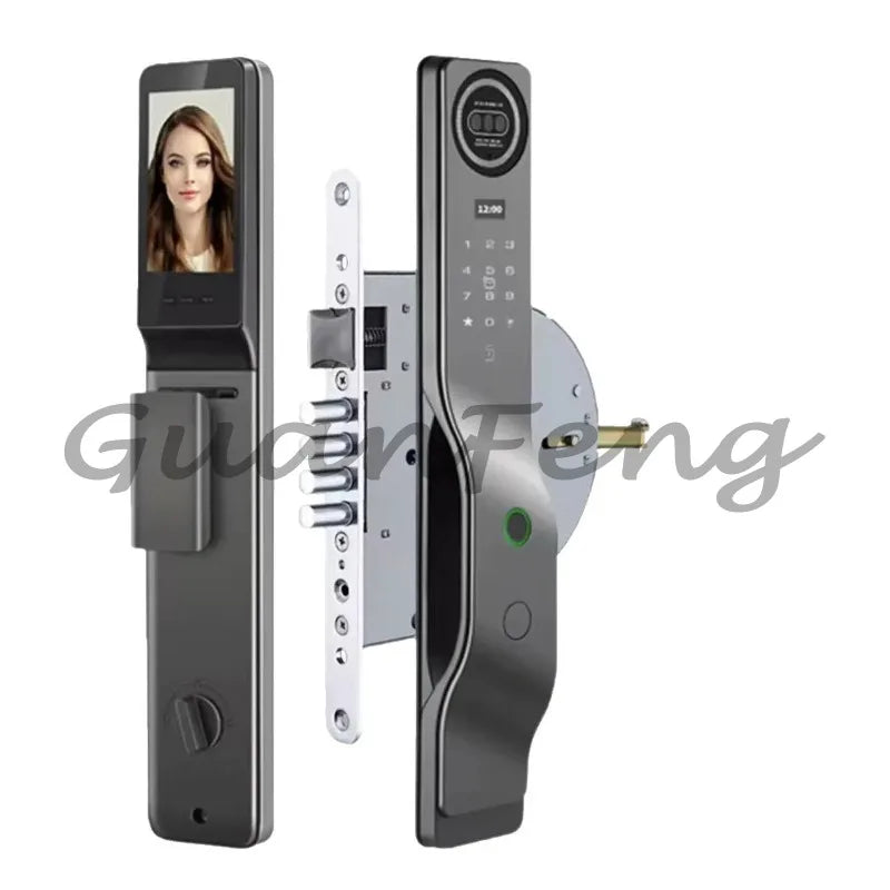 Smart Automatic Israeli 6590 Mortise Lock Body Round Head Square Bolt Replacement for Old Security Door Fingerprint Lock
