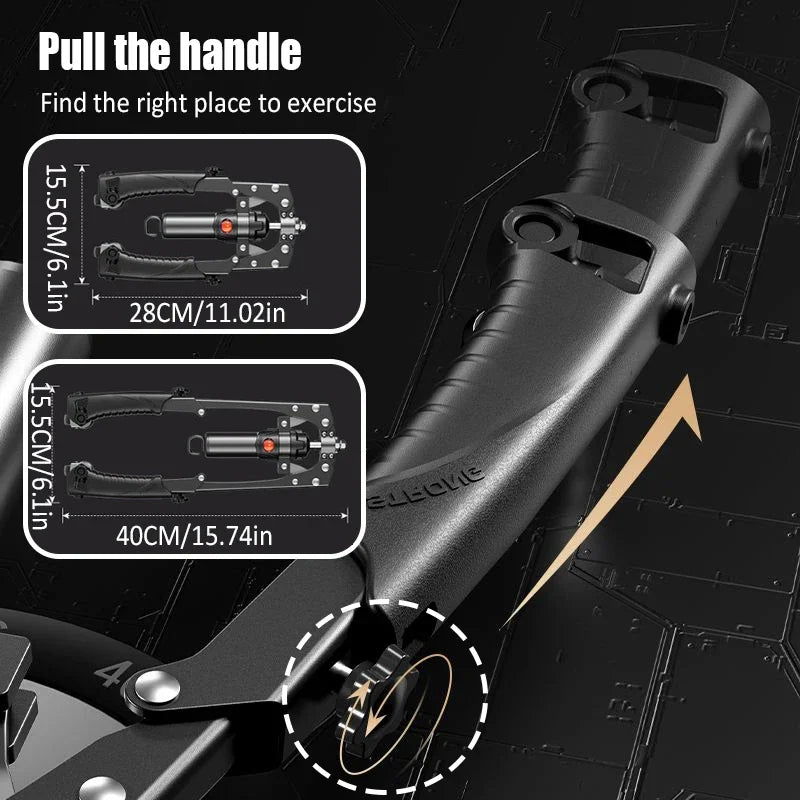 Arm Exerciser with Wheels Adjustable 22-440lb Hydraulic Arm Strengther Ab Wheel Chest Expander Abdominal Muscle Strength Trainer