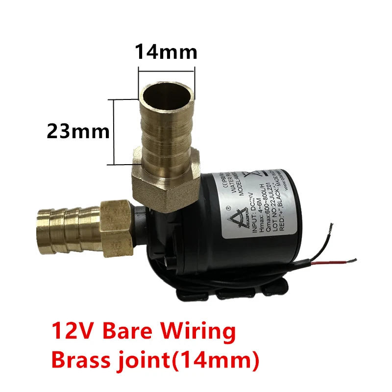 Water Pump 12v 24V DC Home Portable Brushless Motor Submersible Water Pump Brass Joints 14/16/19mm Cooling System Fountains Mini