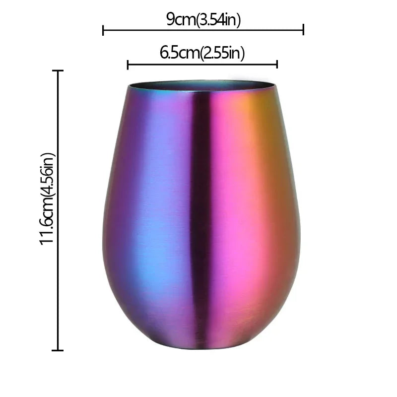 500ml Stainless Steel Single Layer Titanium Plating Wine Glasses Beer Titanium Wine Glasses 500ML Big Belly Water CupBarSupplies