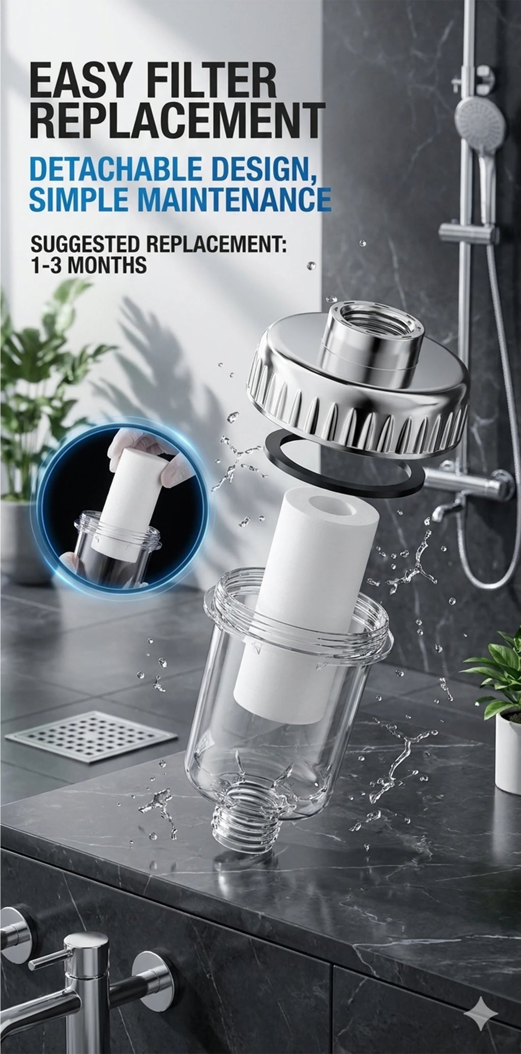 Water Heater Pre Filter Shower Head Filter Transparent Window 20mm Universal Connector Hard Water Purifier Accessory