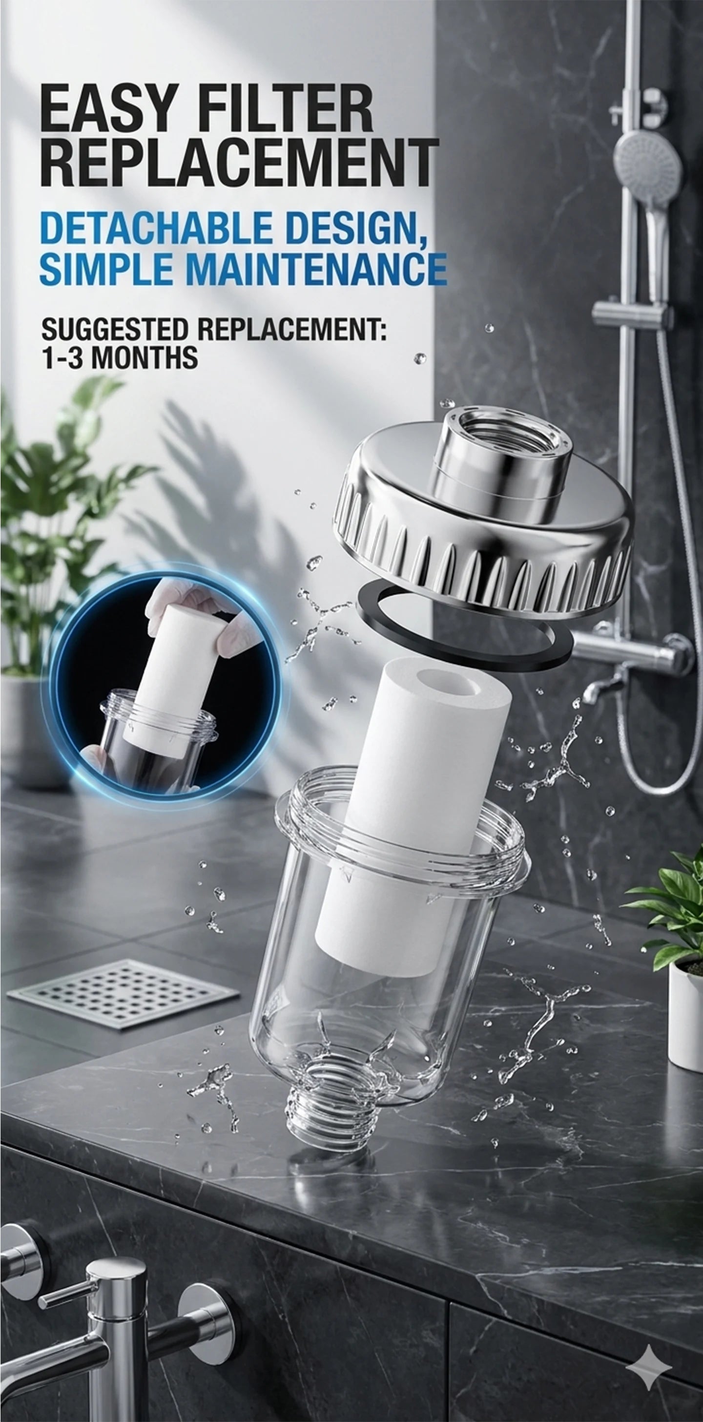 Water Heater Pre Filter Shower Head Filter Transparent Window 20mm Universal Connector Hard Water Purifier Accessory