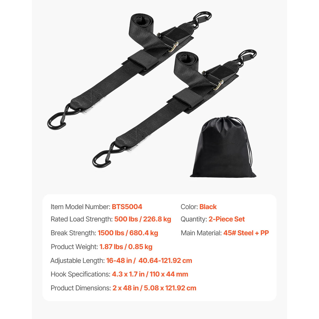 SucceBuy 2pcs 2/4ft Retractable Ratchet Straps with S Hooks 2in Cargo Ratchet Tie Down Luggage Belt Strap for Trailers Vehicles