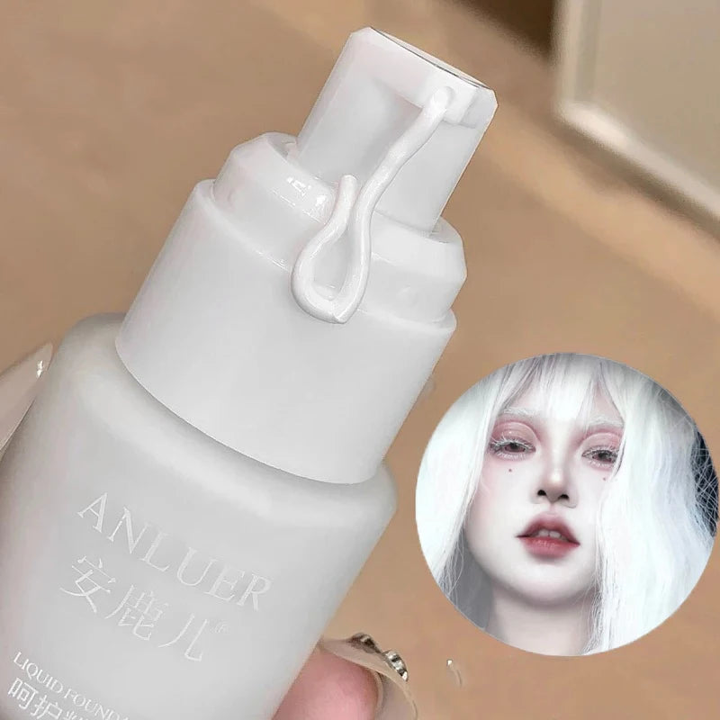 White Liquid Foundation Makeup, Matte Full Coverage Concealer, Waterproof Oil Control Face Paint for Cosplay Halloween Stage