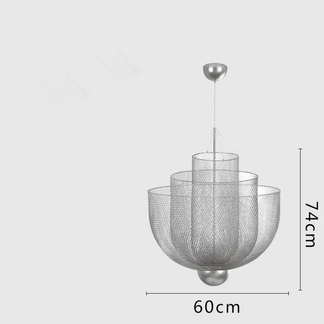 Modern Ceiling Chandeliers Dimmable LED Pendant Light Modern Design Metal Grid Meshmatics Dining Hanging Lamp Suspension Fixture