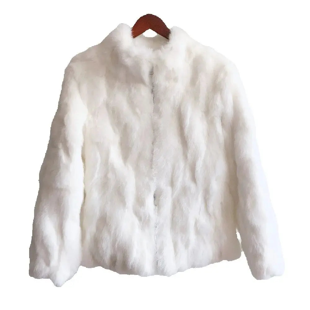 Natural Rabbit Fur Coat Women Winter Jacket Real Leather And Fur Bolero Women's Clothing Female Outerwears With 2025 Black Cold