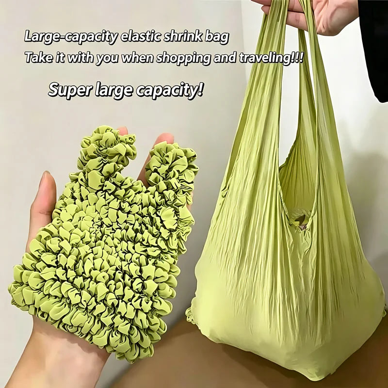 New Bubble Bags Expansion Fold Pleated Flexible Stretch Mini Shopping Bag Large Capacity Elastic Portable Handbag Storage Bag