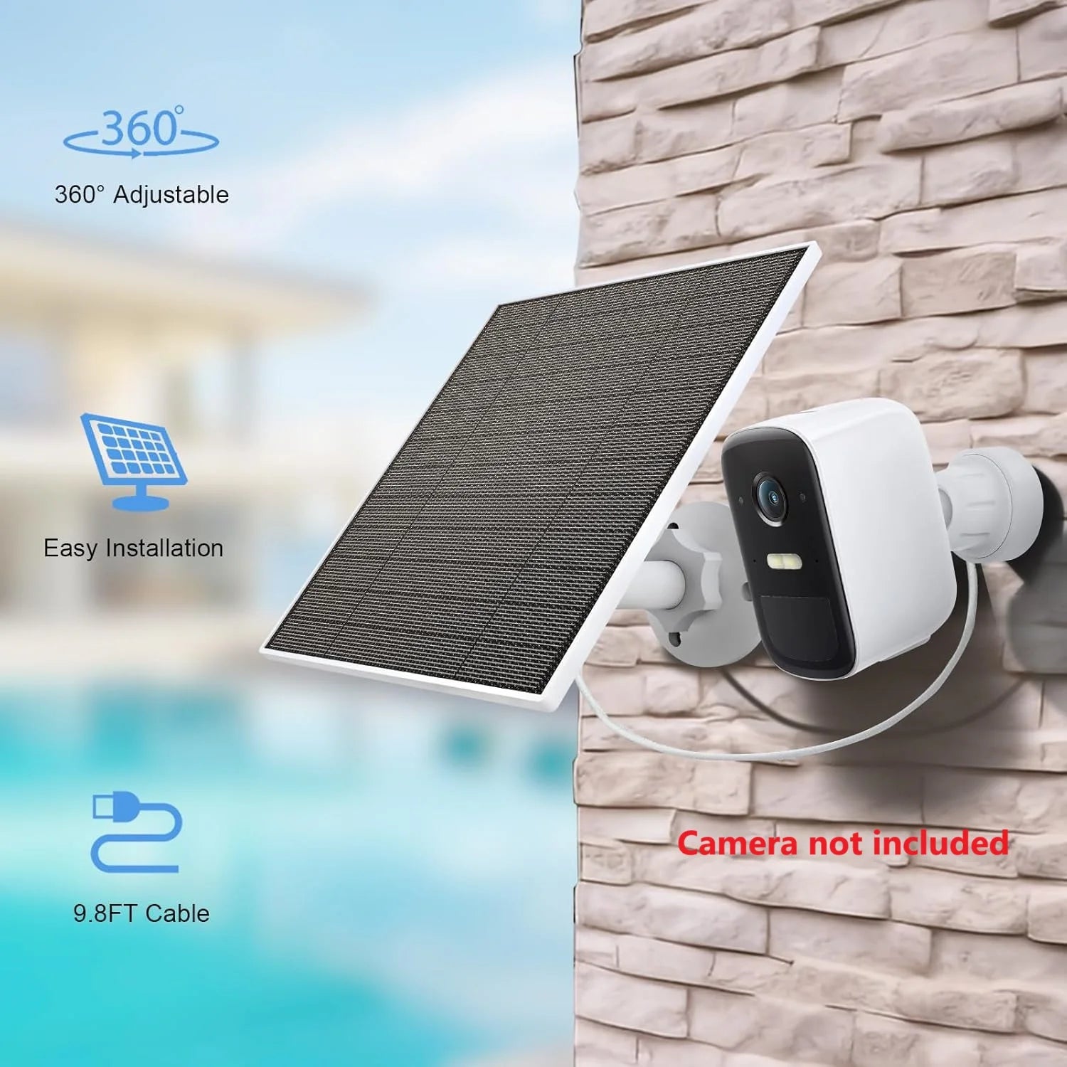 10W 5V Solar Battery Charger For Security Camera Portable Solar Power Panel With Micro USB Type-C Output Solar Panel Charger Kit