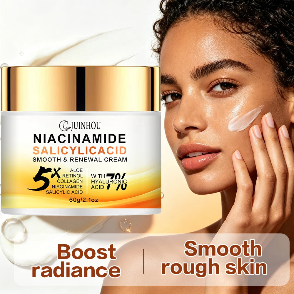 JUINHOU Facial Cream 5% Niacinamide 2% Salicylic Acid Oil Control Pore Cleansing Smooth Uneven Skin Daily Facial Moisturizer