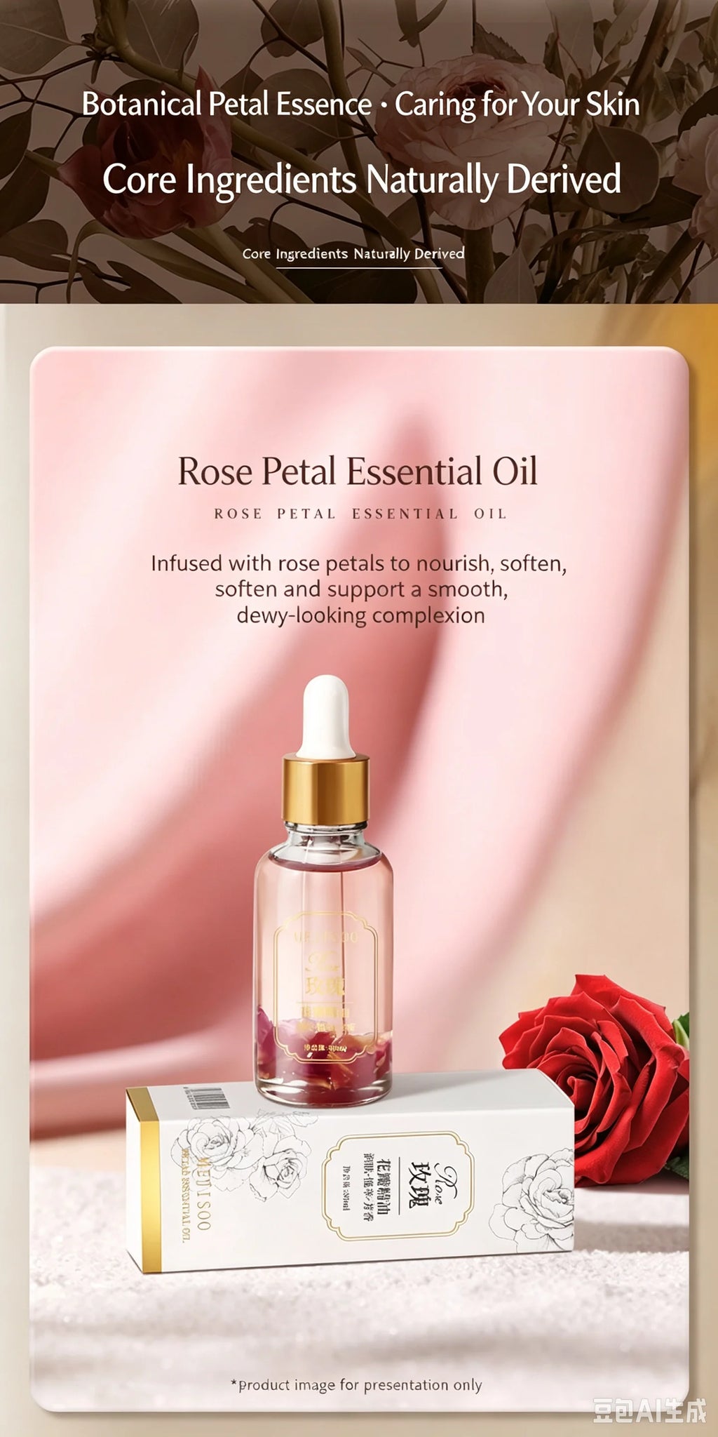 Natural Marigold & Rose Petal Essential Oil Body Massage Oil for Back Opening Therapy Facial Essence Hair Nourishing Care Oil