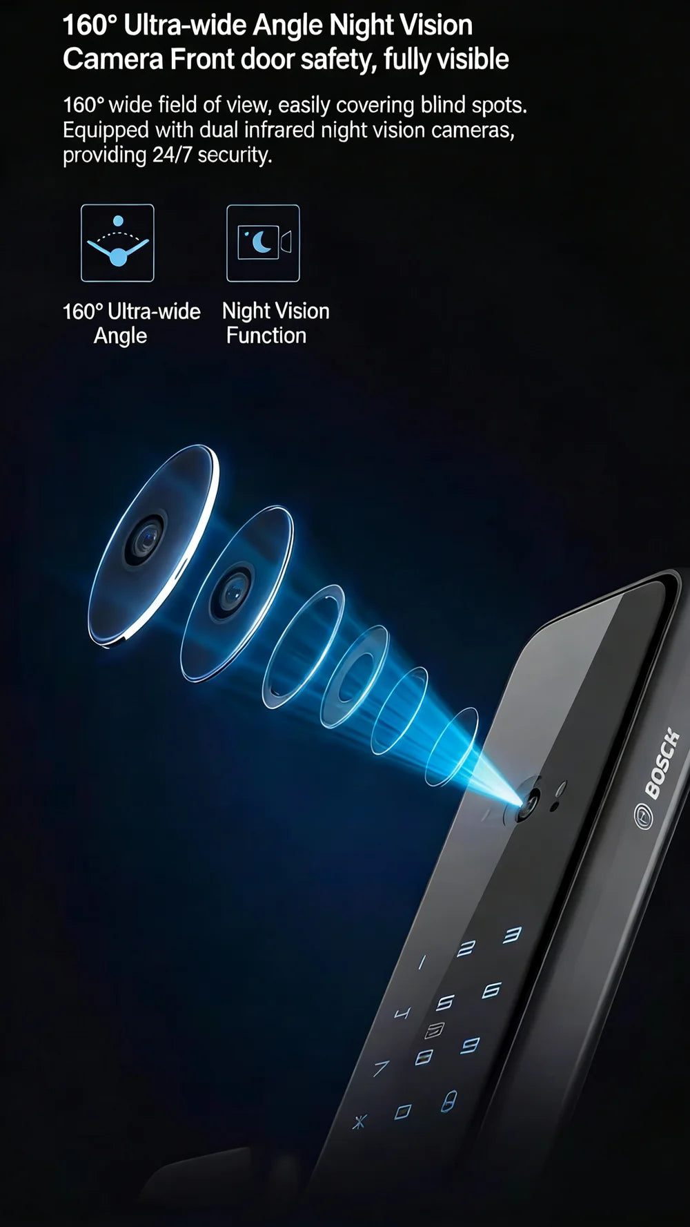 Bosch EL600VF Smart Lock 3D Face Recognition Fingerprint Password Security Electronic Lock for Entrance Doors Anti-Theft Door