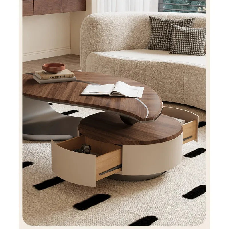 Light luxury solid wood leaf coffee table living room home antique special-shaped coffee table