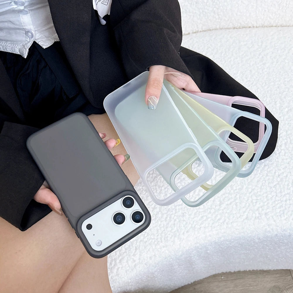 Luxury Transparent Matte Case For iPhone Air 17 16 15 14 13 12 Pro Max Plus 16E Clear Candy Color Silicone Soft Cover Shell 17P