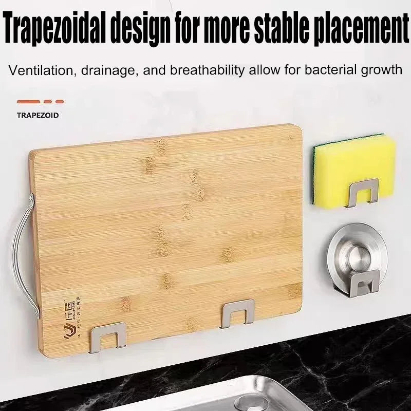 2pcs Stainless Steel Kitchen Sink Sponge Holder Tray Drainer Rack Self Adhesive Hook Sink Storage Holder Kitchen Accessories