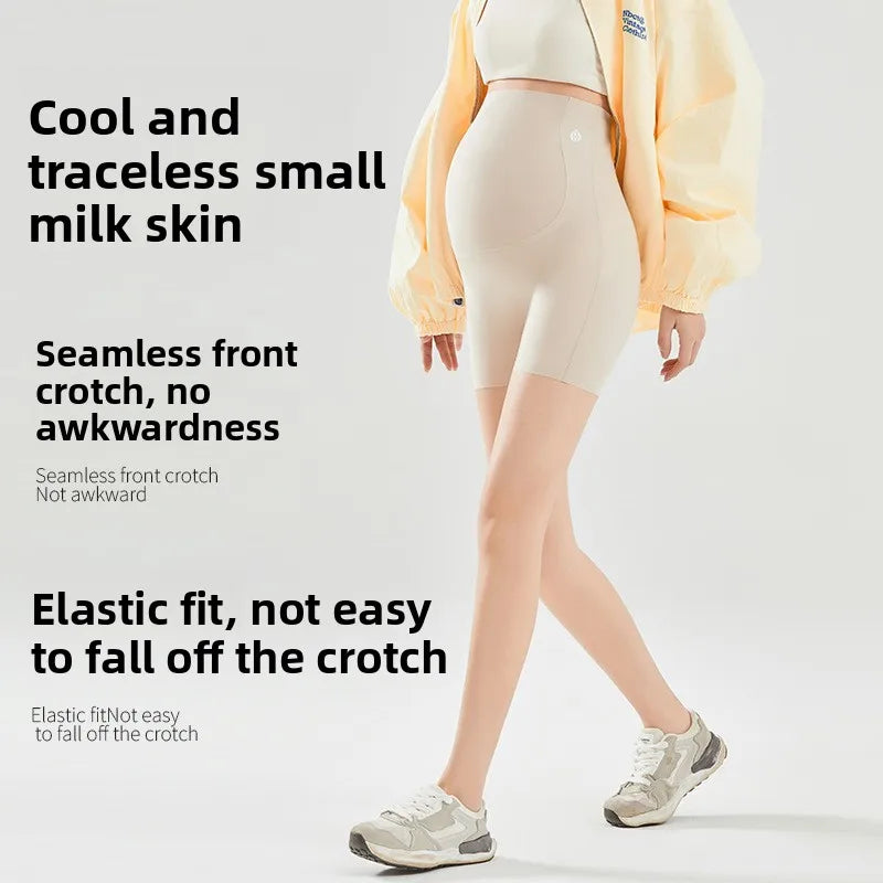 Maternity safety pants spring and summer thin anti-light leggings safety privacy belly support pants