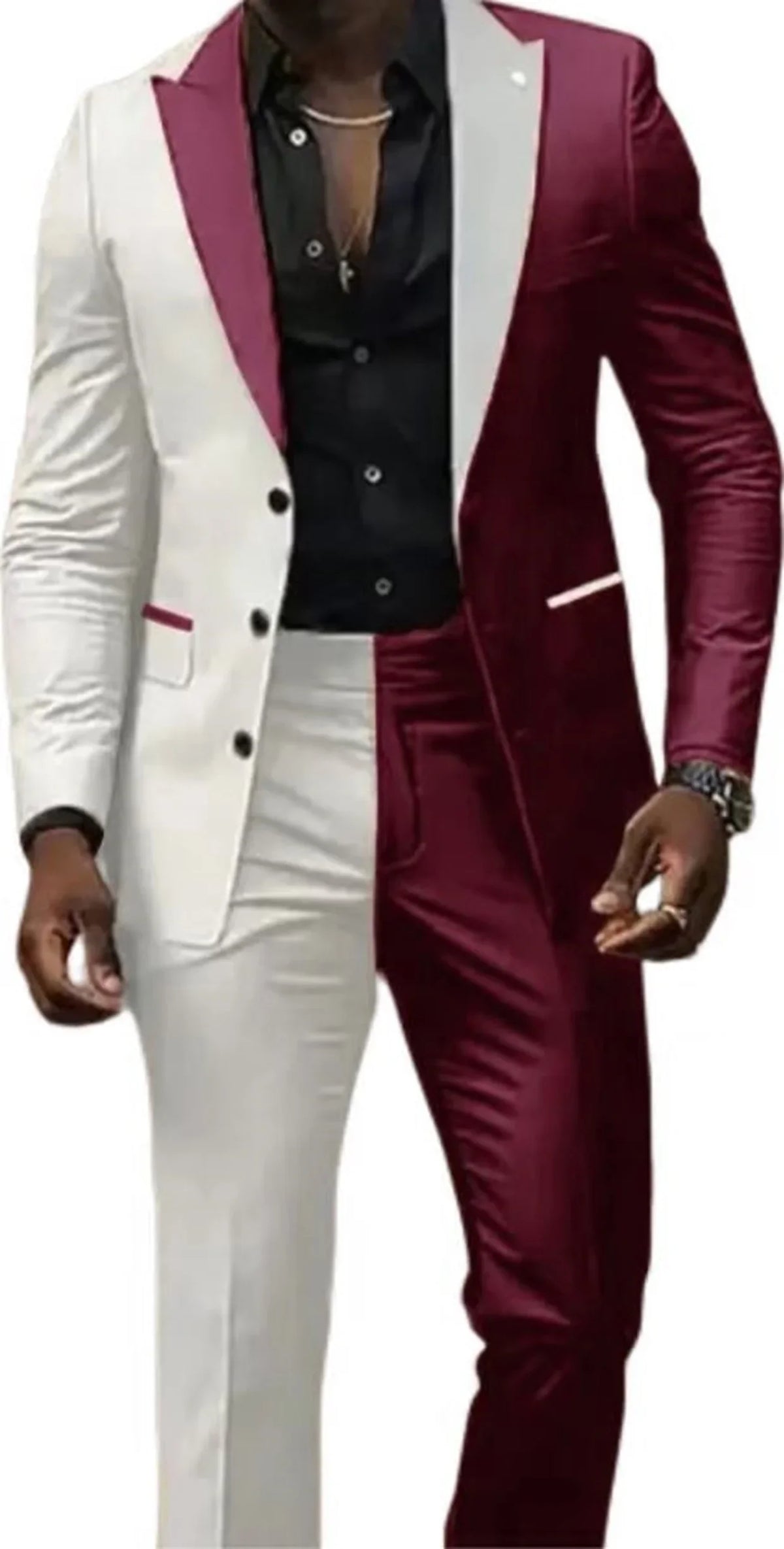 Two Color  Men's Suits 2 Pieces Blazer and Pants Set Single Breasted  Groomsmen Party