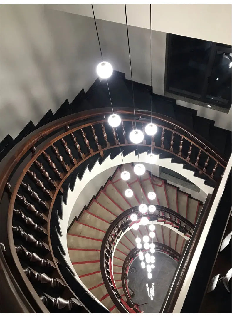 Stairs Modern Chandelier Loft Duplex Living Room Hotel Lobby Long Pendant Nordic Home Decorative Lighting Ball Long Line Pendant