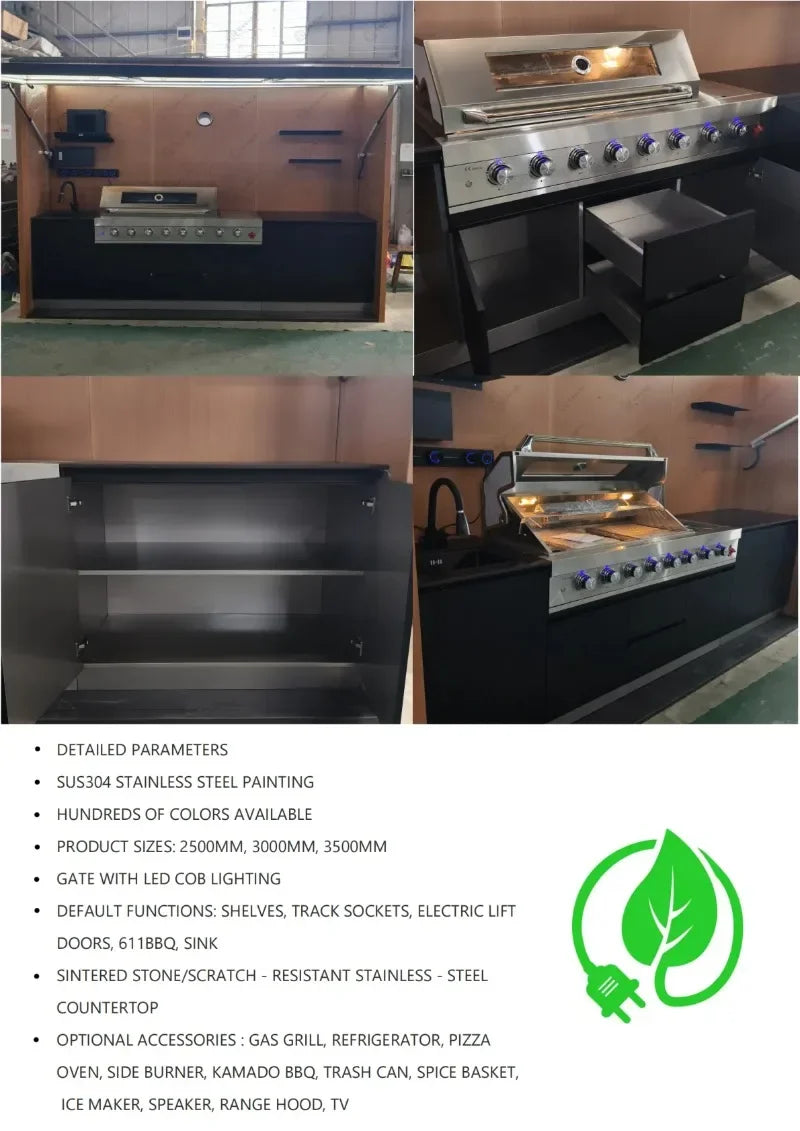 Modular Outdoor Kitchen Pod with SUS 304 Cabinets, Pre-assembled All-in-one BBQ Station for Luxury Villa Garden Customized