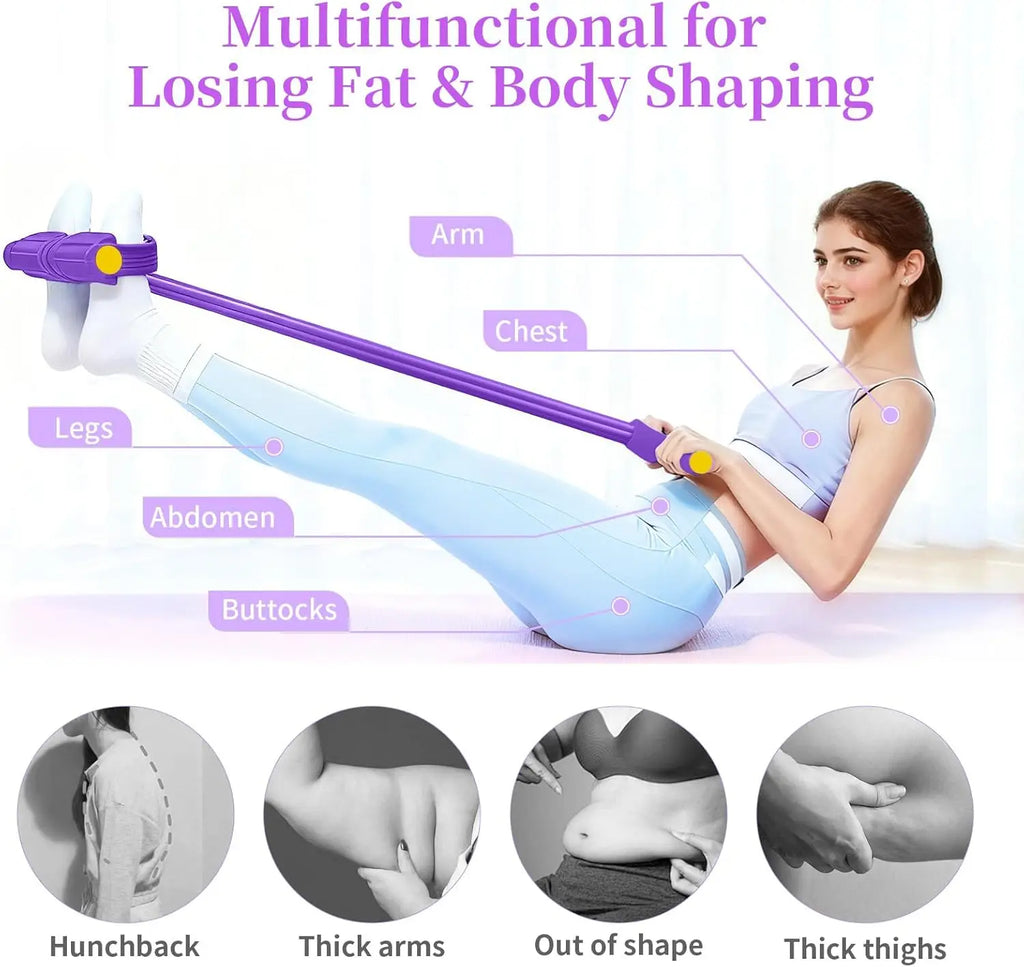 Durable 6-Tubes Multifunction Resistance Band, Natural Rubber Foot Pedal Resistance Bands, Fitness Resistance Bands