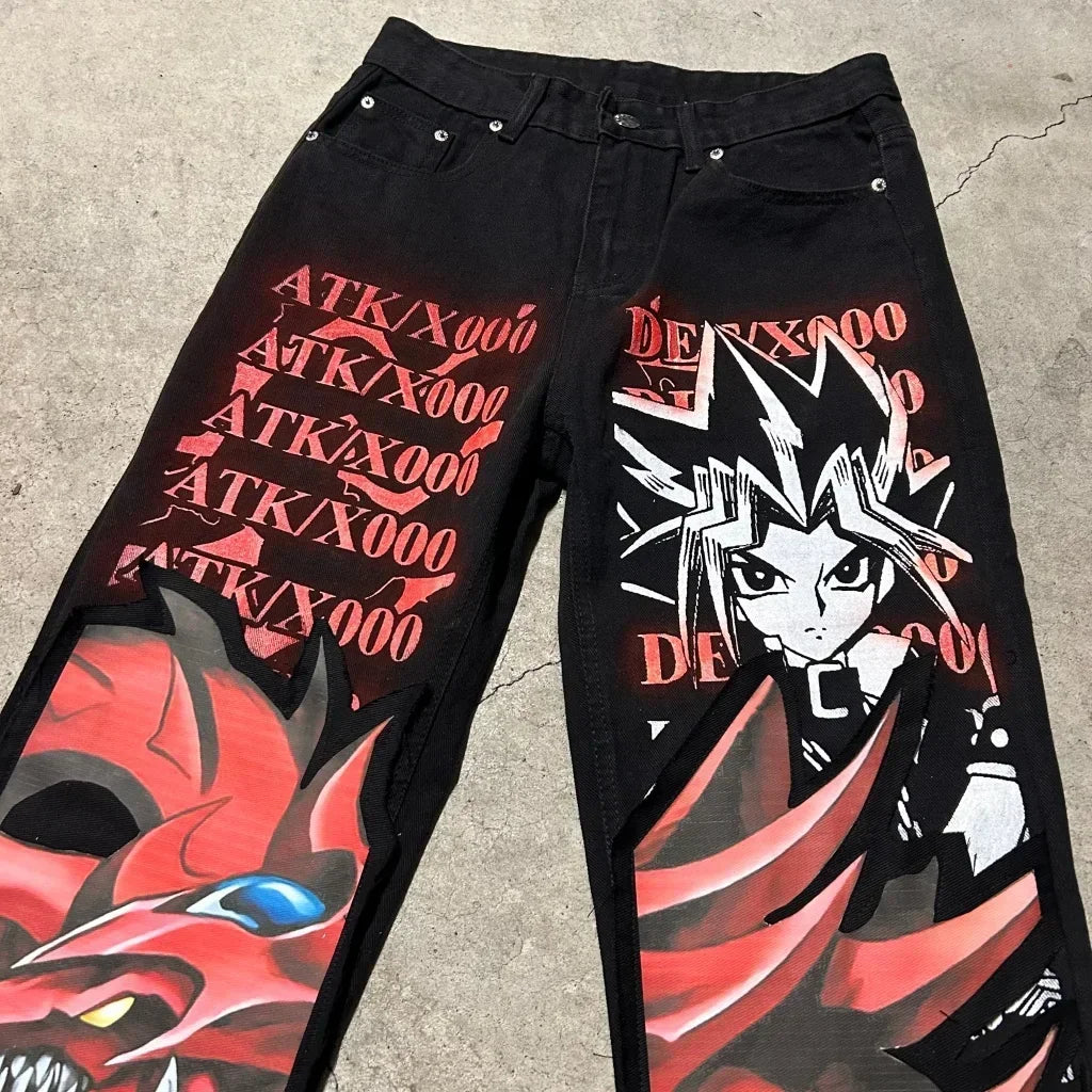 Harajuku Zoro Y2k Baggy Jeans Women Vintage Wide Leg Denim Pants Popular Jeans Streetwear Couples Trouser Men Clothing