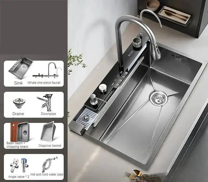 Smart Creative Kitchen Sinks for Apartments Modern Metal Multi-functional Sinks Luxury Household Kitchen Sinks for Rental Houses