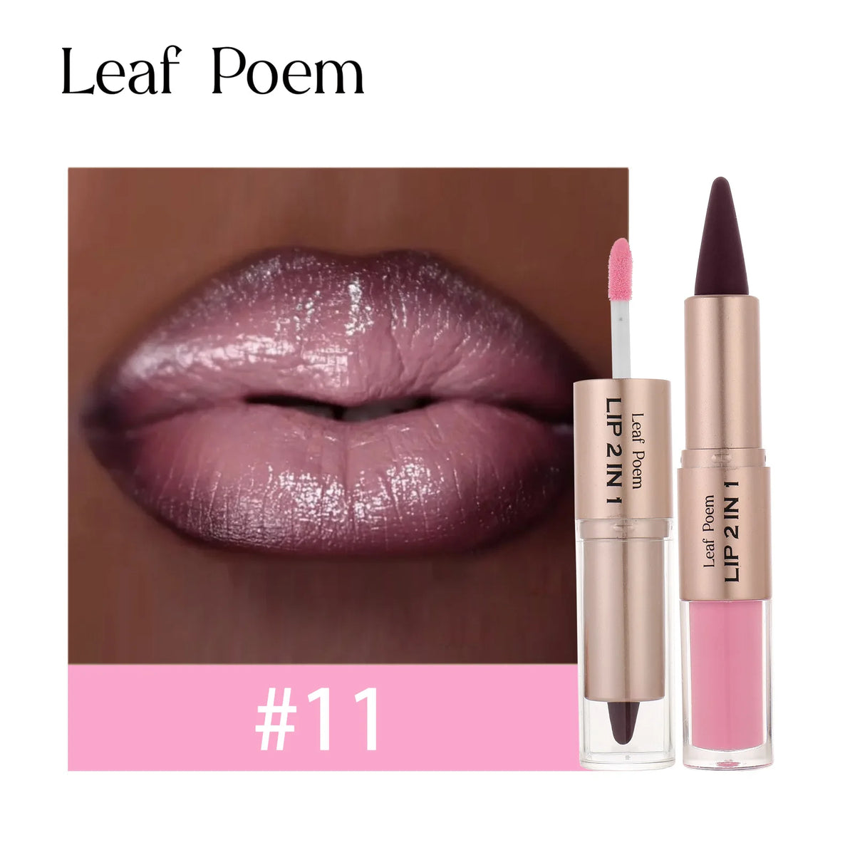 2 in 1 Lip Liner & Lip Gloss Waterproof Double Ended Matte Contour Pencil Crystal Mirror Lip Glaze Lasting Non Sticky Lip Makeup