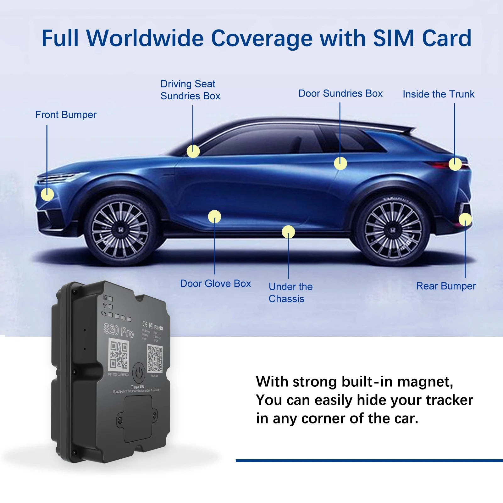 Best 4G Anti-Theft GPS Tracker for Car/Motorcycle - ‌Strong Magnetic Vehicle Locator with Paid APP Tracking/Security Protection