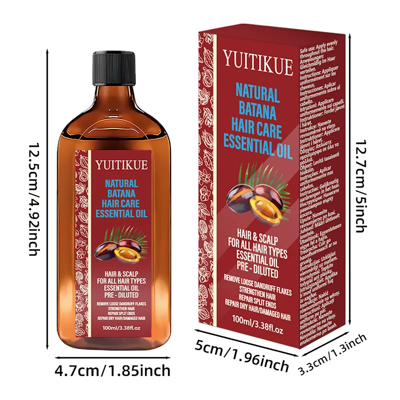 YUITIKUE Natural Batana Hair Essential Oil Scalp Care Anti Dandruff Strengthen Hair Repair Split Ends Dry Damaged Hair Anti-Friz
