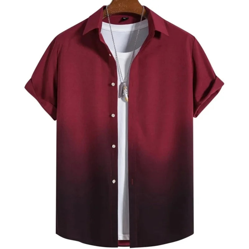 Hawaiian Men'S Shirt 3d Gradient Printing Loose Oversized Shirts And Blouses High-Quality Clothing Beach Party Sweatshirts