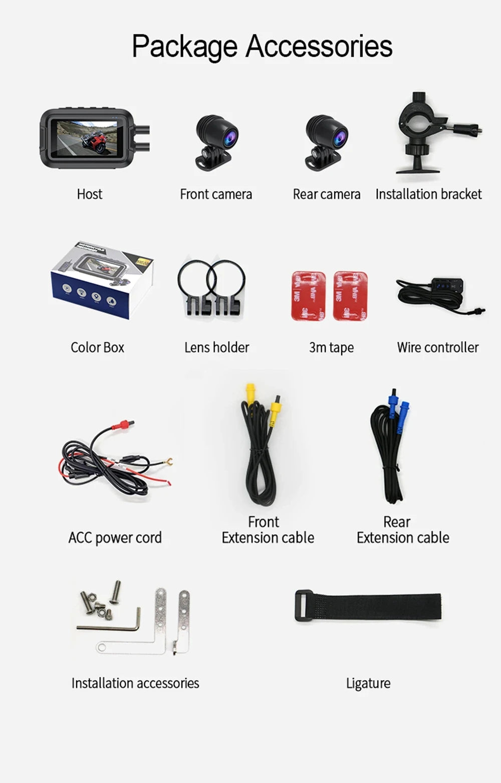 Dual 1080P Motorcycle DVR Full Body Waterproof Moto Camera WiFi GPS Dash Cam Front Rear Driving Video Recorder Black Box