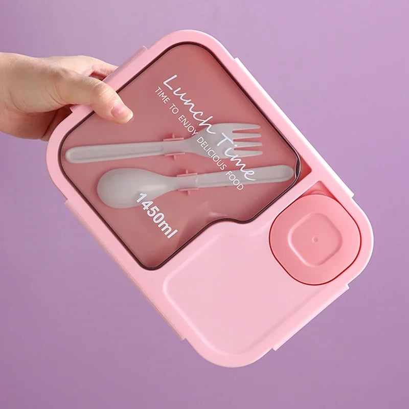 Portable Lunch Box Office Bento Box With Fork and Spoon Microwave Food Storage Container Reusable Food Boxes Quality Plastic