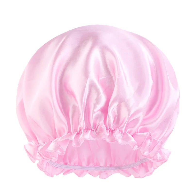 Solid Color Night Sleep Cap Women Elastic Satin Night Sleeping Hat Hair Care Bonnet Nightcap Makeup Head Wrap Cover Shower Cap