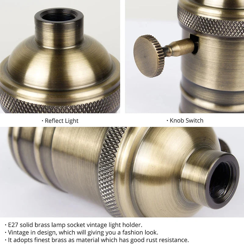 E27 Lamp Holder Vintage Edison Bulb Base Screw Bulb Base Aluminum Light 110V 220V Socket Industrial Retro Pendant Lampholder