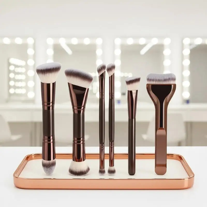 Double Head Face Makeup Brush Set Soft Fiber Foundation Brush Concealer Brush Beginner-Friendly Beauty Tools